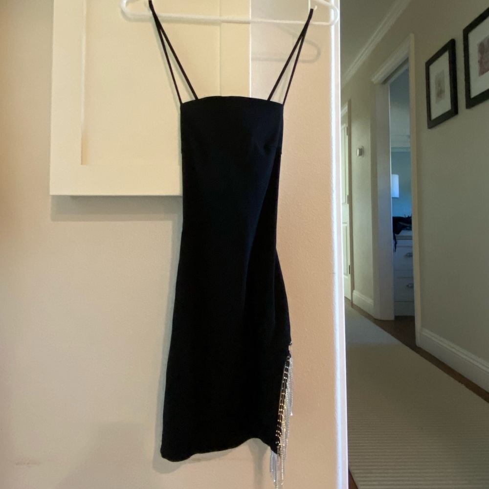 black mini dress with sequin cutout in size small!!